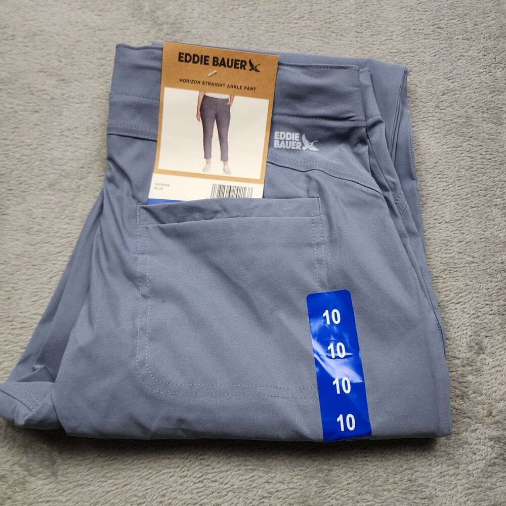 Eddie Bauer Horizon Straight Ankle Pants Womens 10 Blue Water Repellent NWT